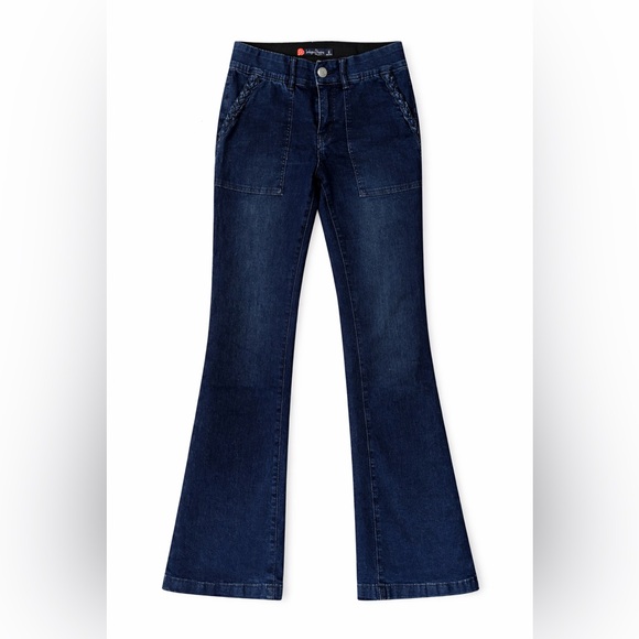 Indigo Poppy Bootcut Jeans Braided Pocket Detail Size 6 - Picture 2 of 8